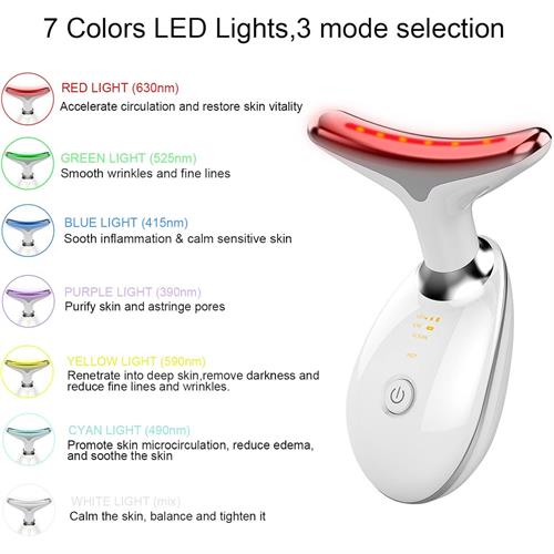 7 Led Işıklı Titreşimli Yüz Ve Boyun Masaj Cihazı Cilt Sıkılaştırıcı EMS Led Usb Şarjlı Kırışıklık Giderici