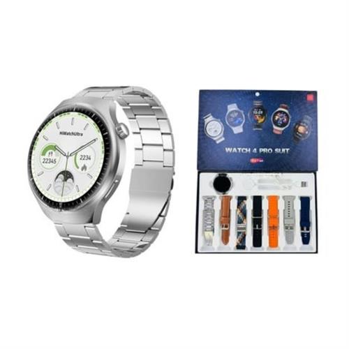 Gümüş Watch 4 Pro Suit 7 Kordonlu Akıllı Saat