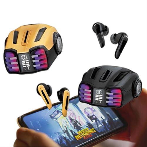 Siyah FB23 Profesyonel Oyuncu Kulaklığı Kablosuz Led Işıklı Dijital Göstergeli Silikon Başlıklı Bluetooth Kulaklık Dokunmatik Kontrollü Şarj Göstergeli Gaming Kulaklık
