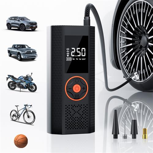 ST-5537 12000 mah Akü Takviye Cihazı Şarjlı Taşınabilir Hava Kompresörü Dijital Ekranlı Araç Lastik Bisiklet Top Şişirme Güçlü Motorlu Araç Pompası Powerbank