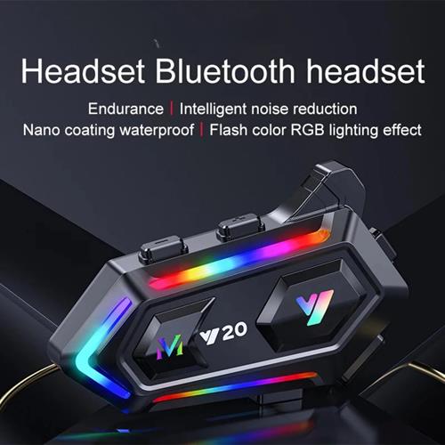 Y20 İntercom Motosiklet Kask Kulaklığı RGB Işıklı BT 5.3 Bluetooth